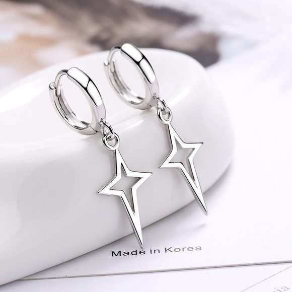 Jewelry - 925 Sterling Silver High Quality Silver Star Simple Retro Long Tassel Ea…
